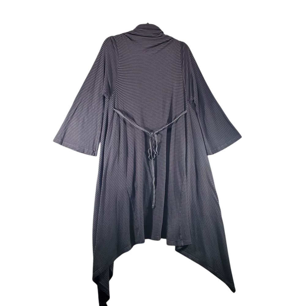 L Bryn Walker Knit Striped Shawl Collar Waterfall Cardigan Longline Lagenlook - Picture 2 of 13